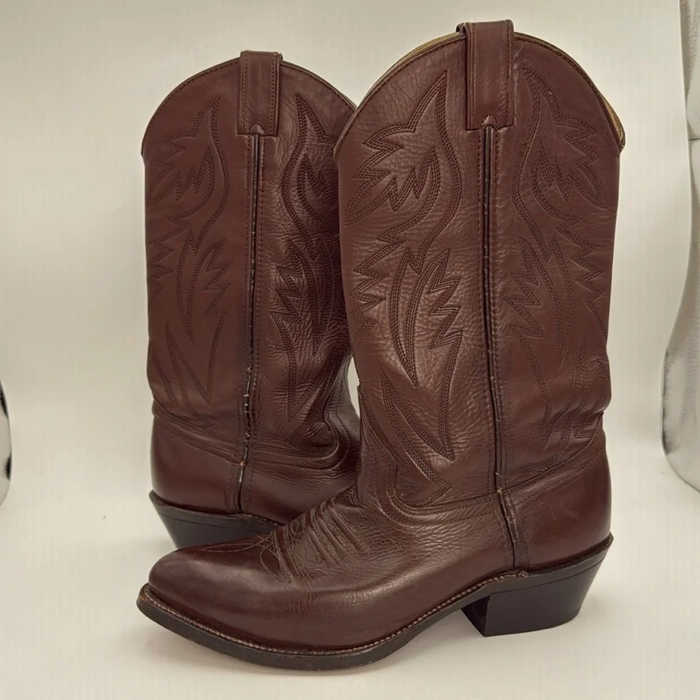 HERITAGE WEST - Vintage Cowboy Brown leather‎ Rodeo western boots USA size 8D